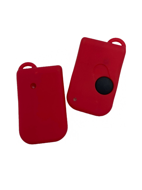 Matte red Ferrari remote key fob cover replacement with soft-touch finish, ABS plastic shell compatible with Ferrari 355, 360, 550, and 575 models.
