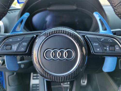 Funda para volante Audi S-Line de fibra de carbono compatible con A3 A4 A5 TT TTS TTRS R8 2017-20