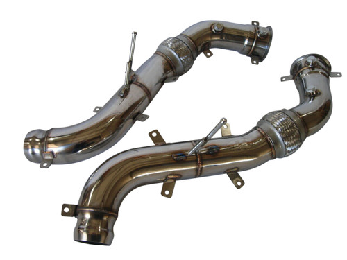 TOP SPEED PRO-1 McLaren MP4-12C / 650S / 675LT 3.5" Turbo Downpipes – T304 Stainless Steel with TIG Welds, Bolt-On Race Spec Exhaust Upgrade (Set of 2)