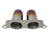 Porsche GT3 titanium exhaust tips in burnt blue and burnt purple finish, 89mm (3.5-inch) outer diameter, lightweight 100% titanium construction, direct bolt-on upgrade shown installed on Porsche 991 GT3 and 997 GT3RS.
