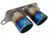 Porsche GT3 titanium exhaust tips in burnt blue and burnt purple finish, 89mm (3.5-inch) outer diameter, lightweight 100% titanium construction, direct bolt-on upgrade shown installed on Porsche 991 GT3 and 997 GT3RS.