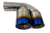 Burnt blue titanium-look quad exhaust tips with heat-treated color gradient, designed for Top Speed Pro1 Porsche 997.2 Turbo rear exhaust systems, featuring premium TIG-welded stainless steel construction.