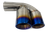 Burnt blue titanium-look quad exhaust tips with heat-treated color gradient, designed for Top Speed Pro1 Porsche 997.2 Turbo rear exhaust systems, featuring premium TIG-welded stainless steel construction.