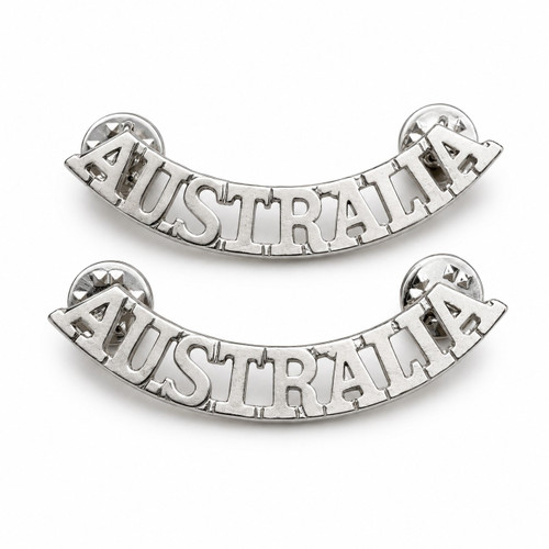 Australia Shoulder Titles - Silver Tone (Pair)