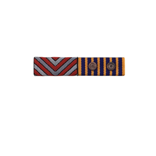 AMBULANCE SERVICE MEDAL + NATIONAL MEDAL (2 ROSETTES) RIBBON BAR