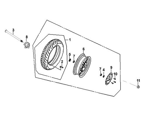 03-FR. wheel axle - Mio50 2019