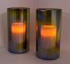 Iridesent Olive 2Pc Hurricane Candle Holder