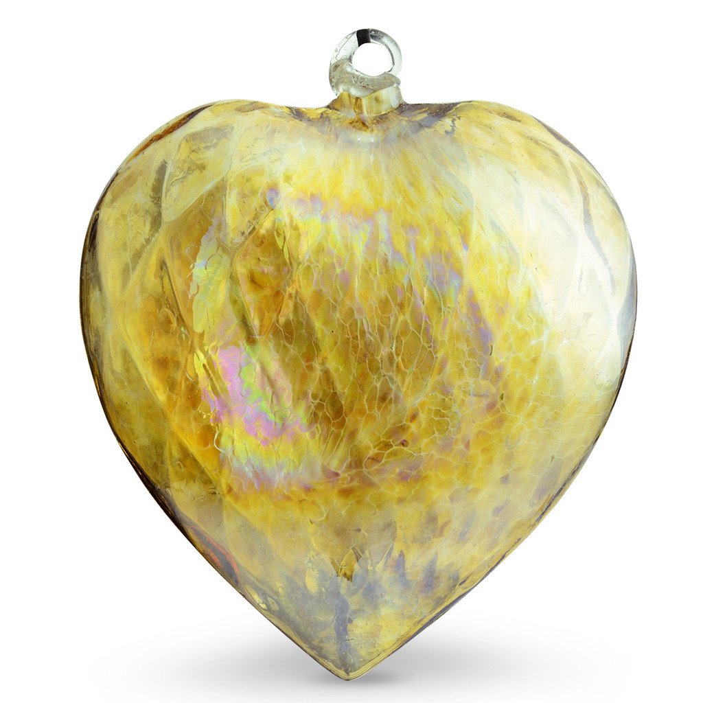 Diamond Optic Extra Large Heart, Amber Iridized