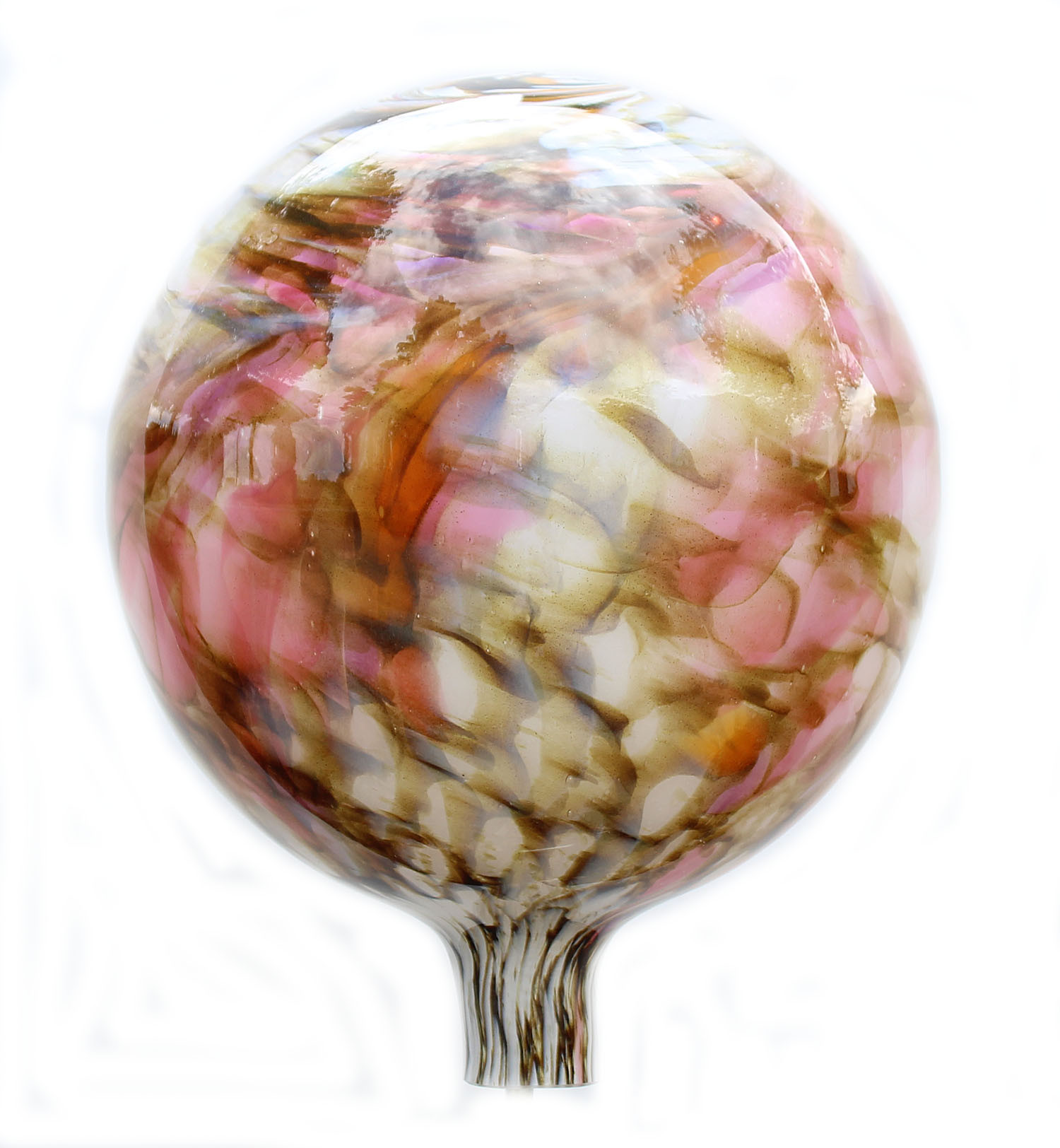 Pink Marbled Gazing Ball, Glass 12 Inch Iron Elegance