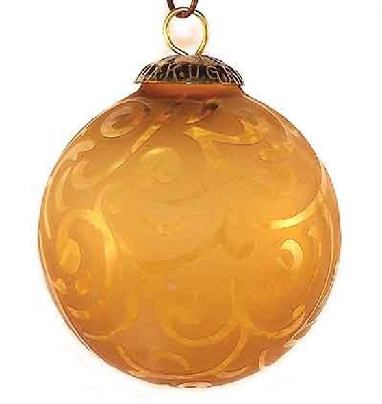 Brass Cap Light Amber Etched Kugel