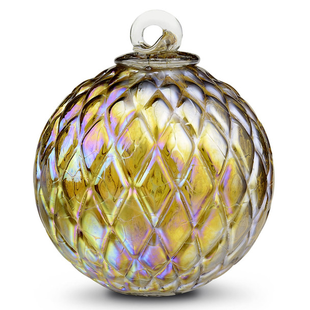 Diamond Optic Friendship Ball, Amber Iridized (4 inch)