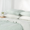 Modella Stripe Quilt Cover Set - Sage (Free Pillowcases)