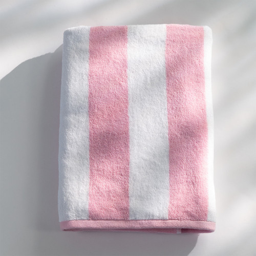 Striped Cabana Cotton Terry Beach Towel - Pink