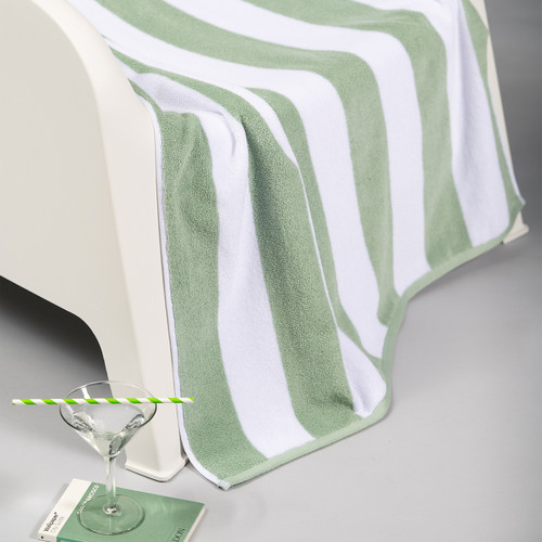 Striped Cabana Cotton Terry Beach Towel - Pear