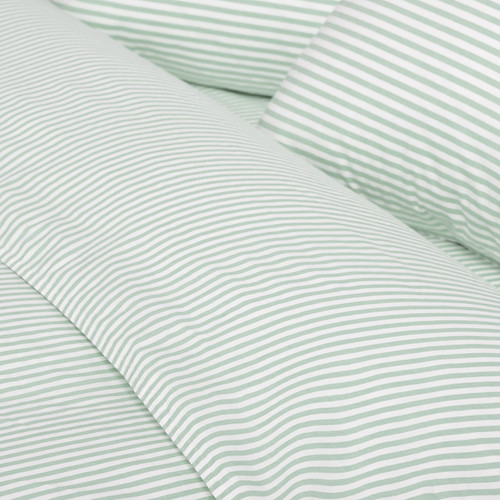 Cotton Mini Stripe Soft Green Quilt Cover Set - Modella