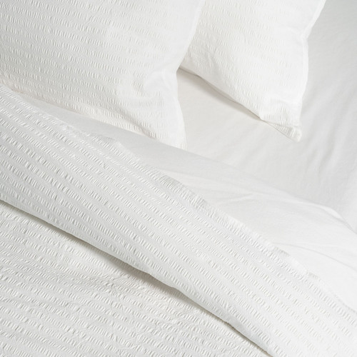 Cotton Seersucker White Quilt Cover Set - Modella (Free Pillowcases)