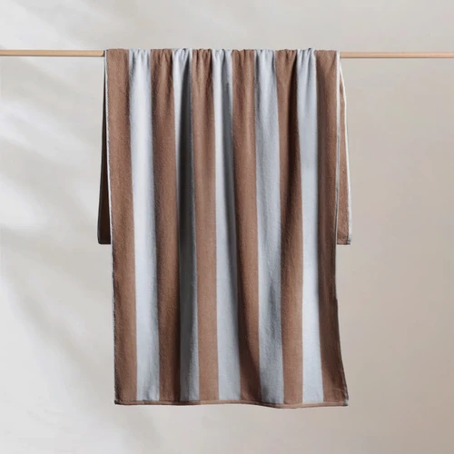 Striped Cabana Cotton Terry Beach Towel - Nutmeg