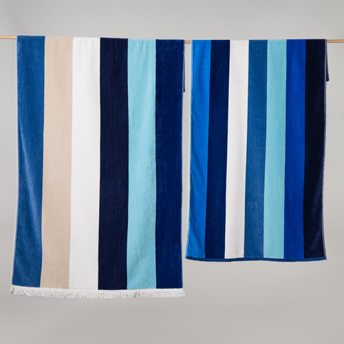 Sorrentina Velour Beach Towel - Multiplo Lagoon