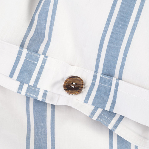 Modella Resort Stripe Quilt Cover Set - Chambray (Free Pillowcases)