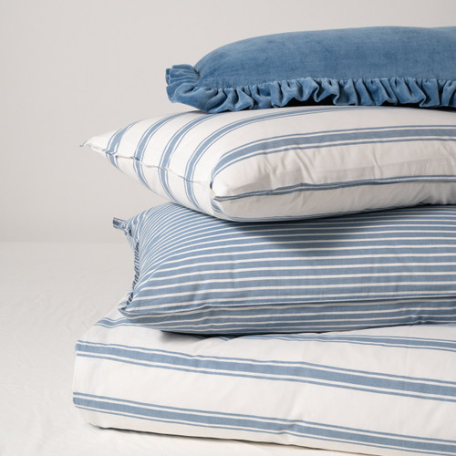 Modella Resort Stripe Quilt Cover Set - Chambray (Free Pillowcases)