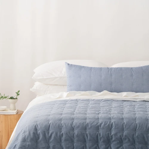 Softwash Cotton  Indigo Melange Lumbar Cushion - Vintage (Free Insert)