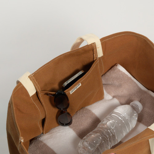 Waved Canvas Beach Bag - Nutmeg