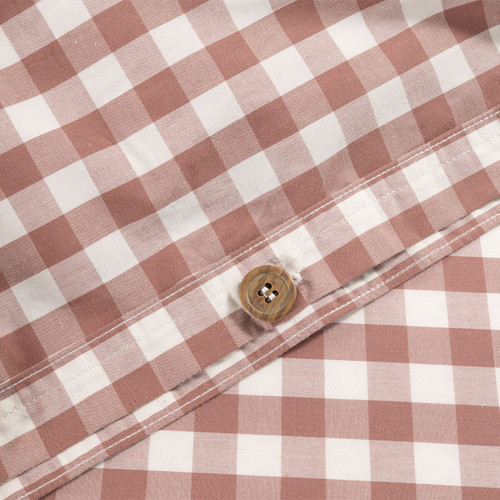 Modella Gingham Quilt Cover Set - Mocha/Oatmeal (Free Pillowcases)