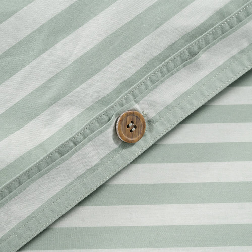 Modella Stripe Quilt Cover Set - Sage/Dusty Green (Free Pillowcases)