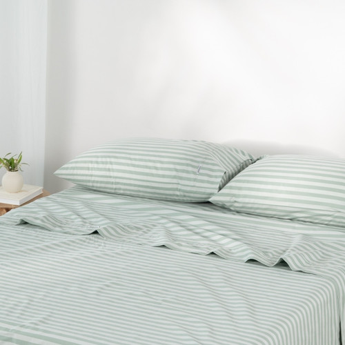 Modella Stripe Sheet Set - Sage/Dusty Green