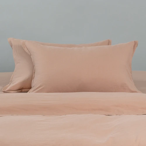 French Linen Cotton Almond Quilt Cover Set - Sereno (Free Pillowcases)