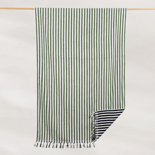 Extra Large Positana Reversible Terry Beach Towel - Amalfi Olive/Black