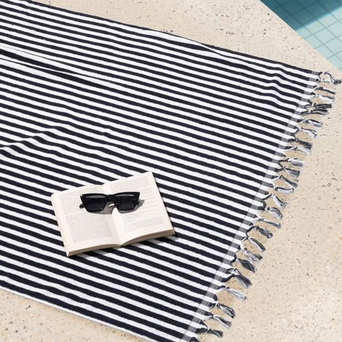Extra Large Positana Reversible Terry Beach Towel - Amalfi Olive/Black
