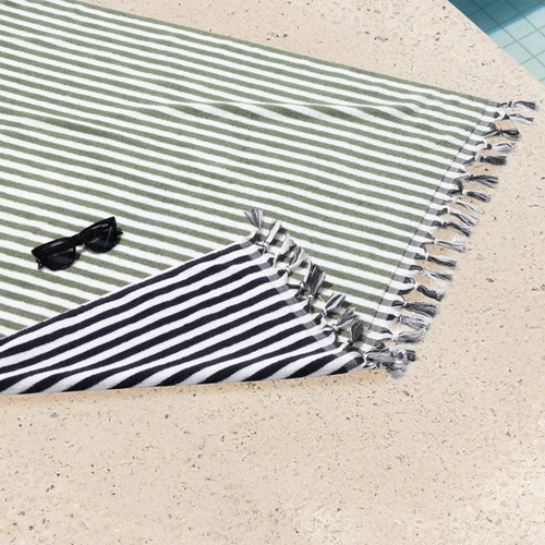 Extra Large Positana Reversible Terry Beach Towel - Amalfi Olive/Black