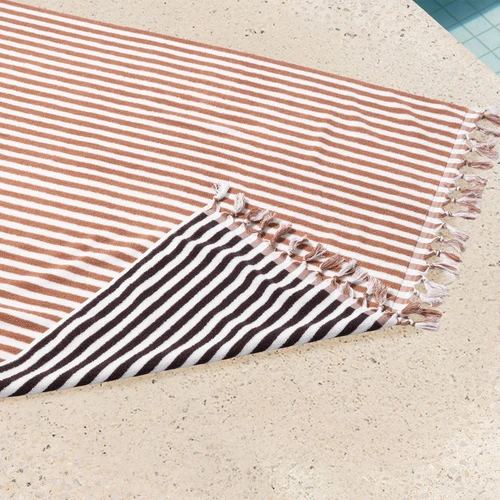 Extra Large Positana Reversible Terry Beach Towel - Amalfi Chocolate/Copper