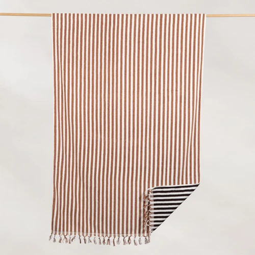 Extra Large Positana Reversible Terry Beach Towel - Amalfi Chocolate/Copper