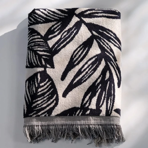 Extra Large Positana Terry Beach Towel - Paradiso Sand/Black