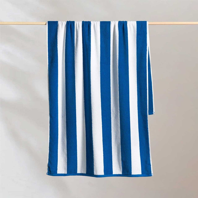 Striped Cabana Cotton Terry Beach Towel - Royal