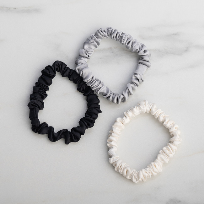 Real Mulberry Silk Skinny Scrunchie 3 Pack - Beautysilks