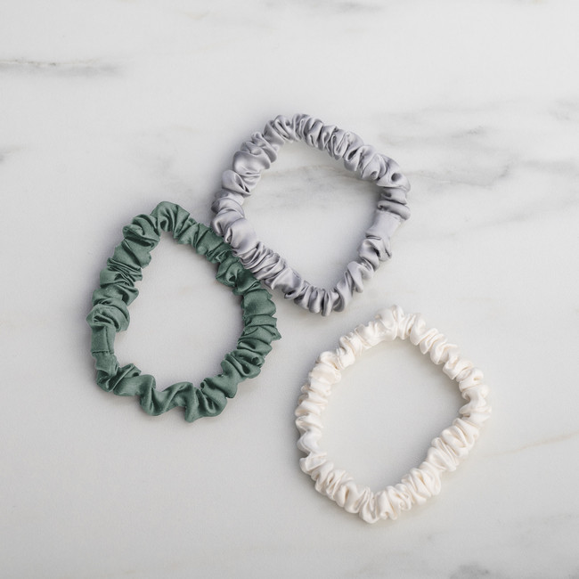 Real Mulberry Silk Skinny Scrunchie 3 Pack - Beautysilks