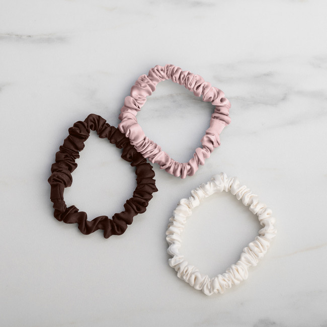Real Mulberry Silk Skinny Scrunchie 3 Pack - Beautysilks