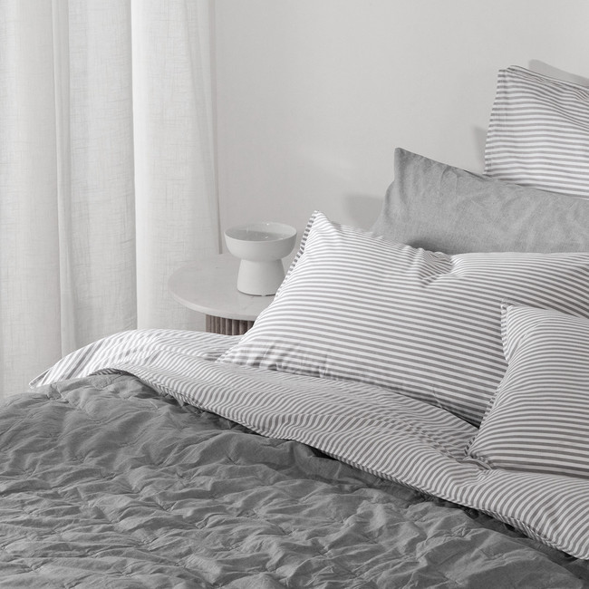 Softwash Cotton Smokey Grey Melange Coverlet - Vintage Softwash Cotton Smokey Grey Melange Coverlet - Vintage