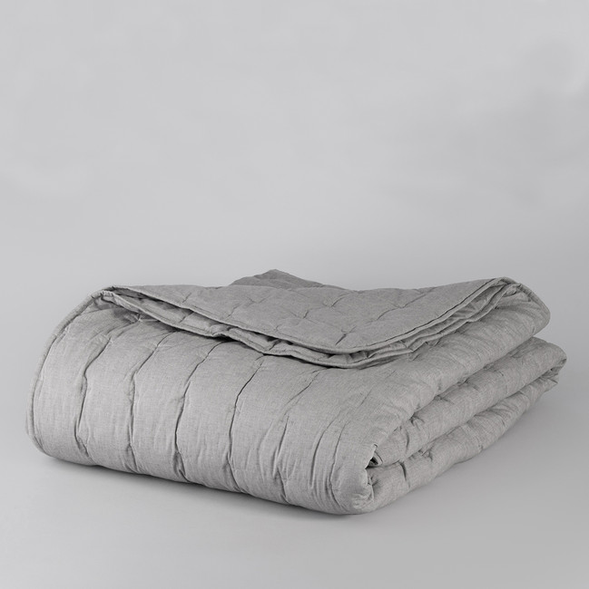 Softwash Cotton Smokey Grey Melange Coverlet - Vintage Softwash Cotton Smokey Grey Melange Coverlet - Vintage