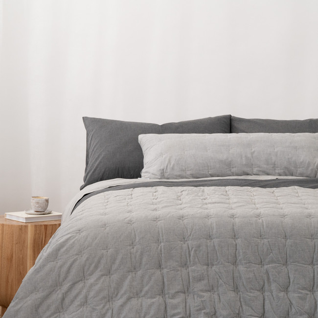 Softwash Cotton Smokey Grey Melange Coverlet - Vintage Softwash Cotton Smokey Grey Melange Coverlet - Vintage