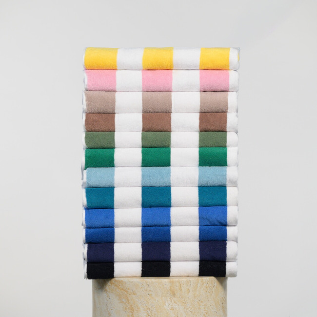 Striped Cabana Cotton Terry Beach Towel - Coral Striped Cabana Cotton Terry Beach Towel - Coral