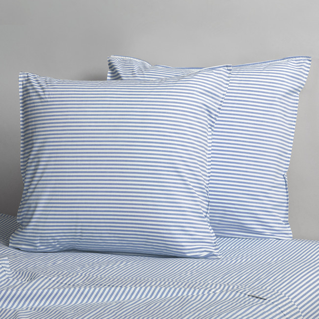 Cotton Mini Stripe Chambray Blue European Pillowcase Pair - Modella