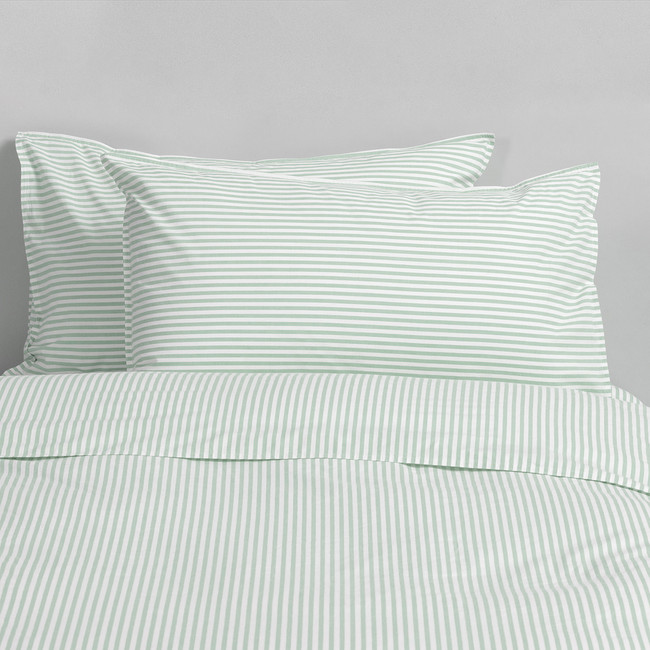 Cotton Mini Stripe Soft Green Quilt Cover Set - Modella