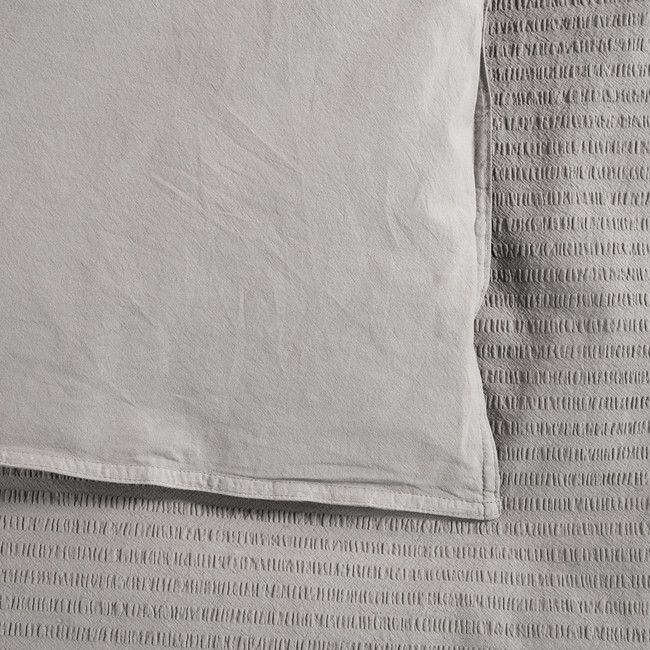 Cotton Seersucker Grey European Pillowcase Pair - Modella