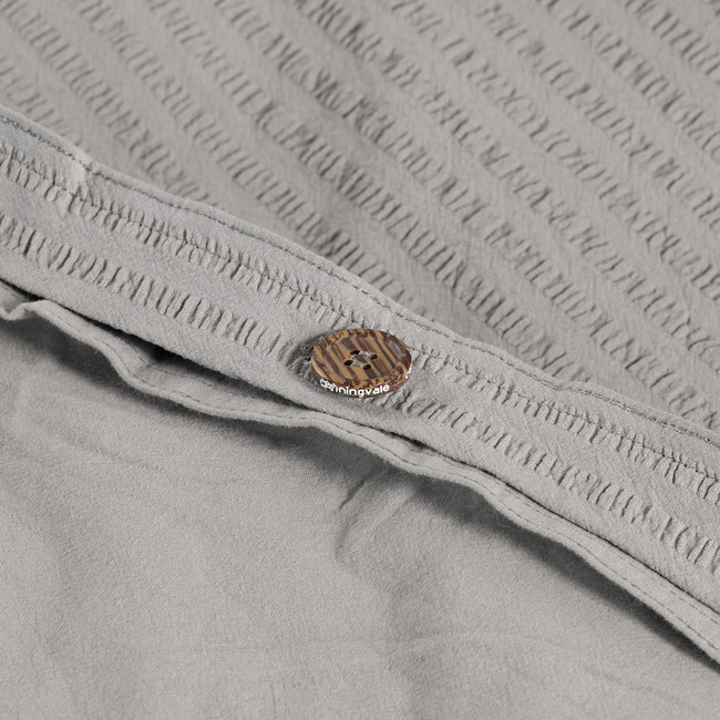 Cotton Seersucker Grey Quilt Cover Set -  Modella