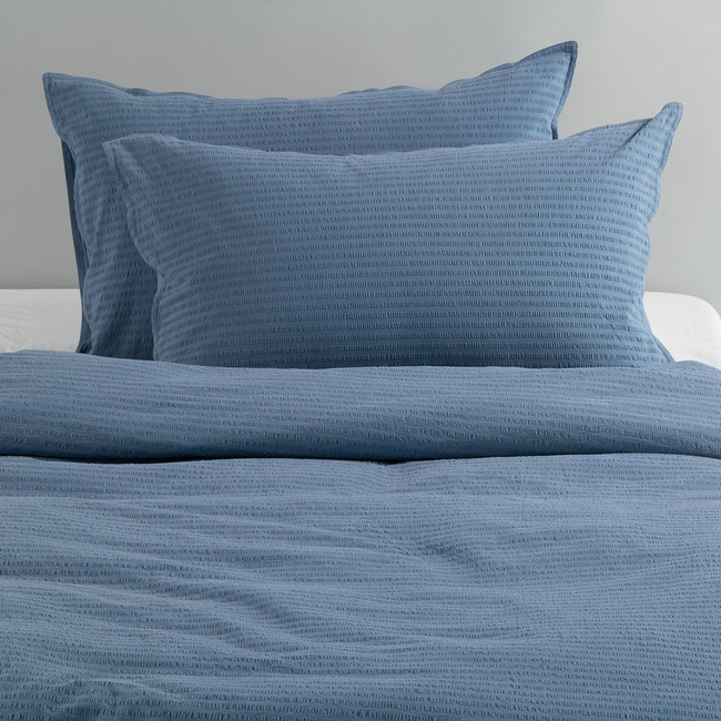 Cotton Seersucker Chambray Blue Quilt Cover Set - Modella