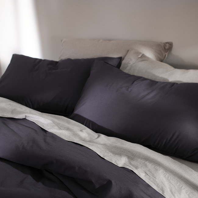 Softwash Cotton Charcoal Quilt Cover Set - Vintage
